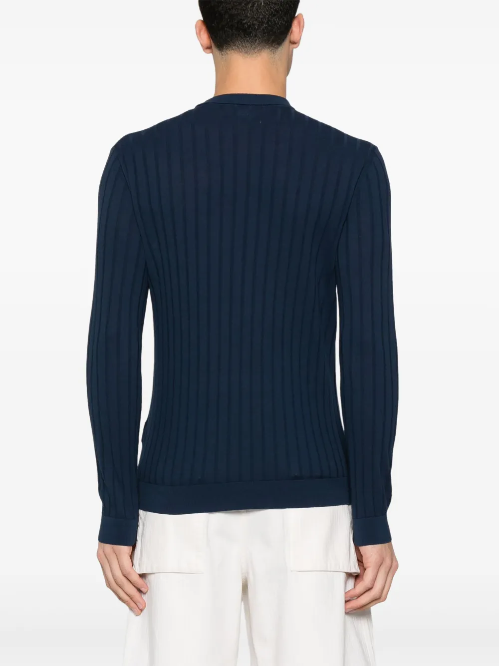 Eleventy Ribgebreid T-shirt Blauw