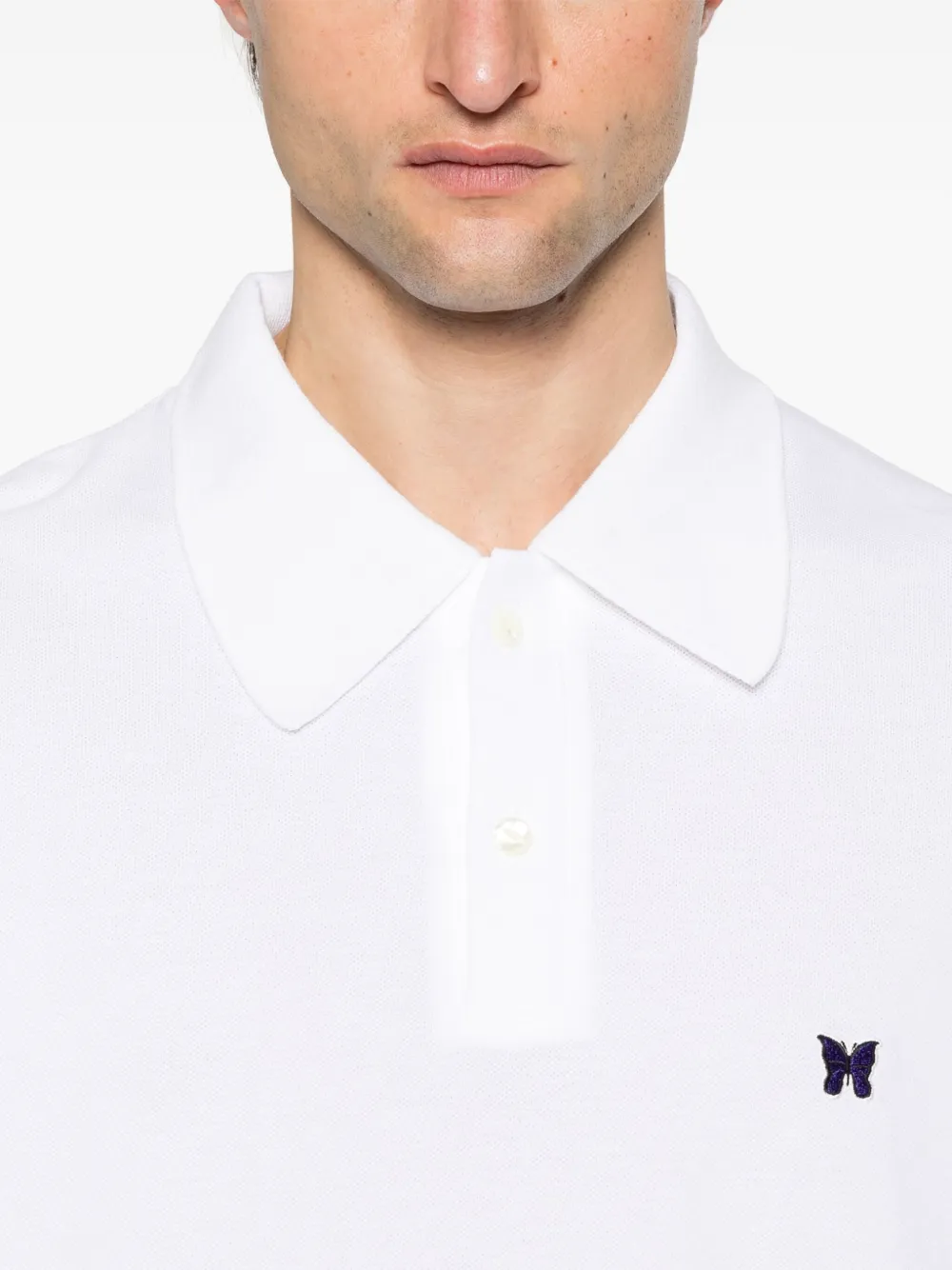 Needles Poloshirt met geborduurd logo Wit
