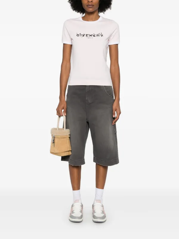 Tシャツ・カットソー GIVENCHY Woman T-Shirt Pink BW70EKP705 680 GIVENCHY t-shirt in cotton with rhinestones in - pink