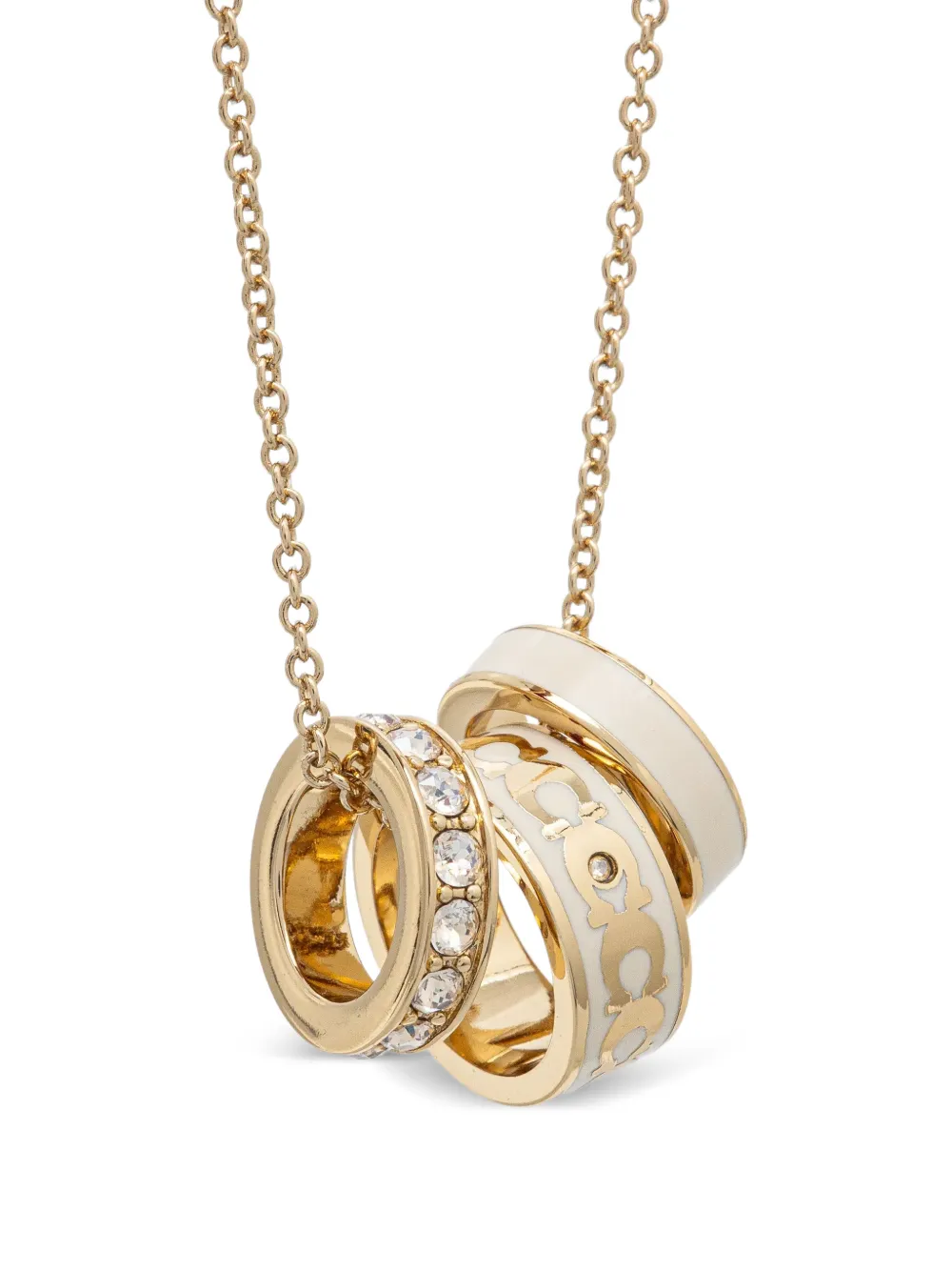  Coach Crystal-rings Necklace - Gold 