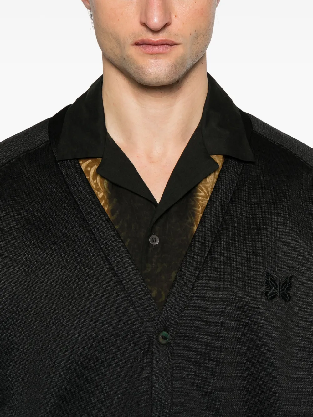 Needles Vest met geborduurd logo Zwart