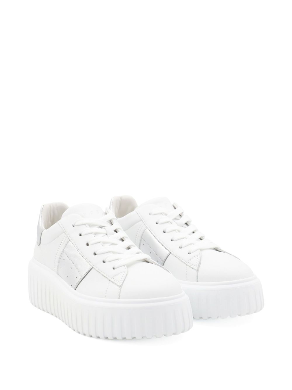 Shop Hogan H-stripes Platform Sneakers In White