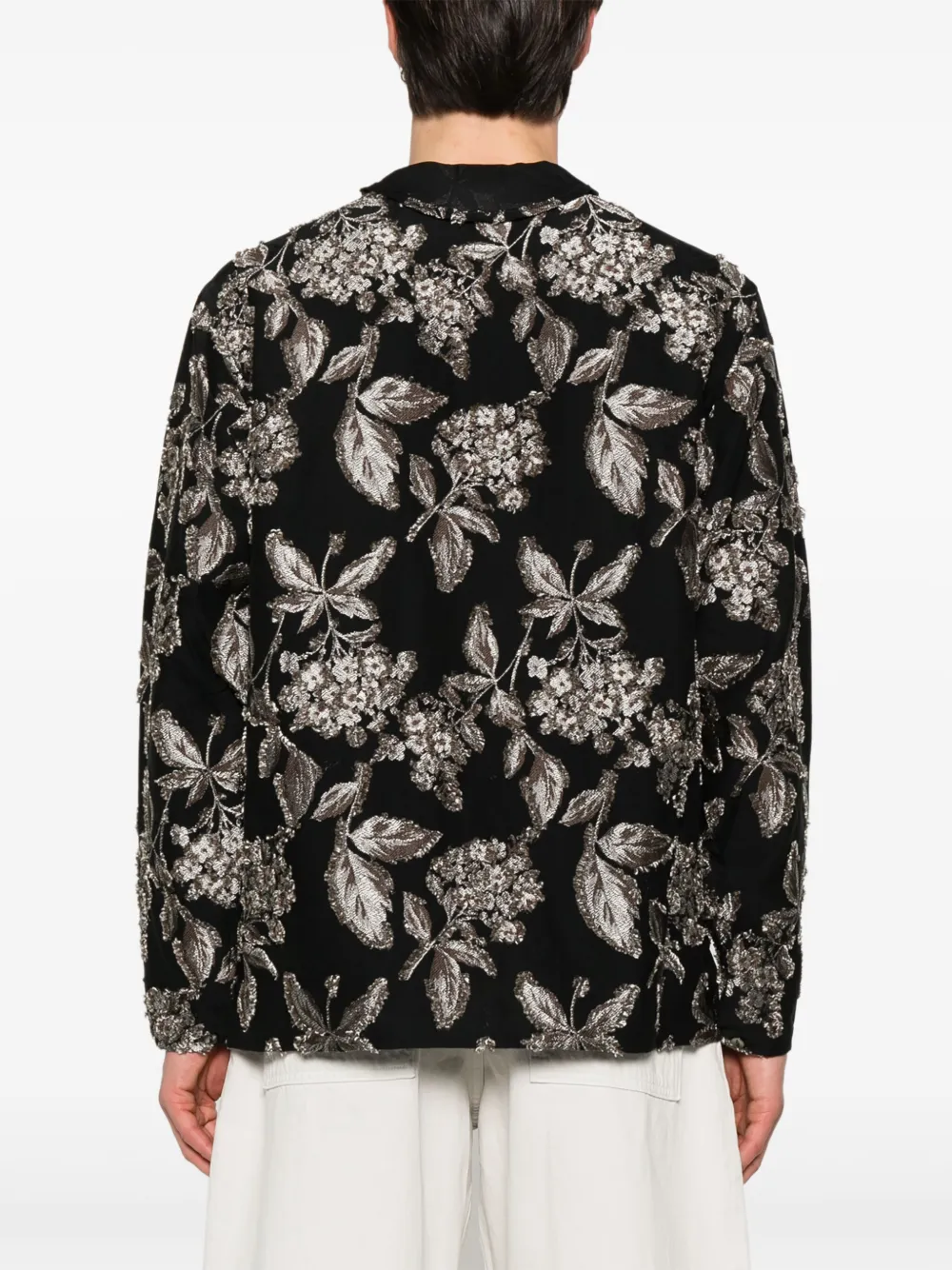 Needles Overhemd met bloemen-jacquard Zwart