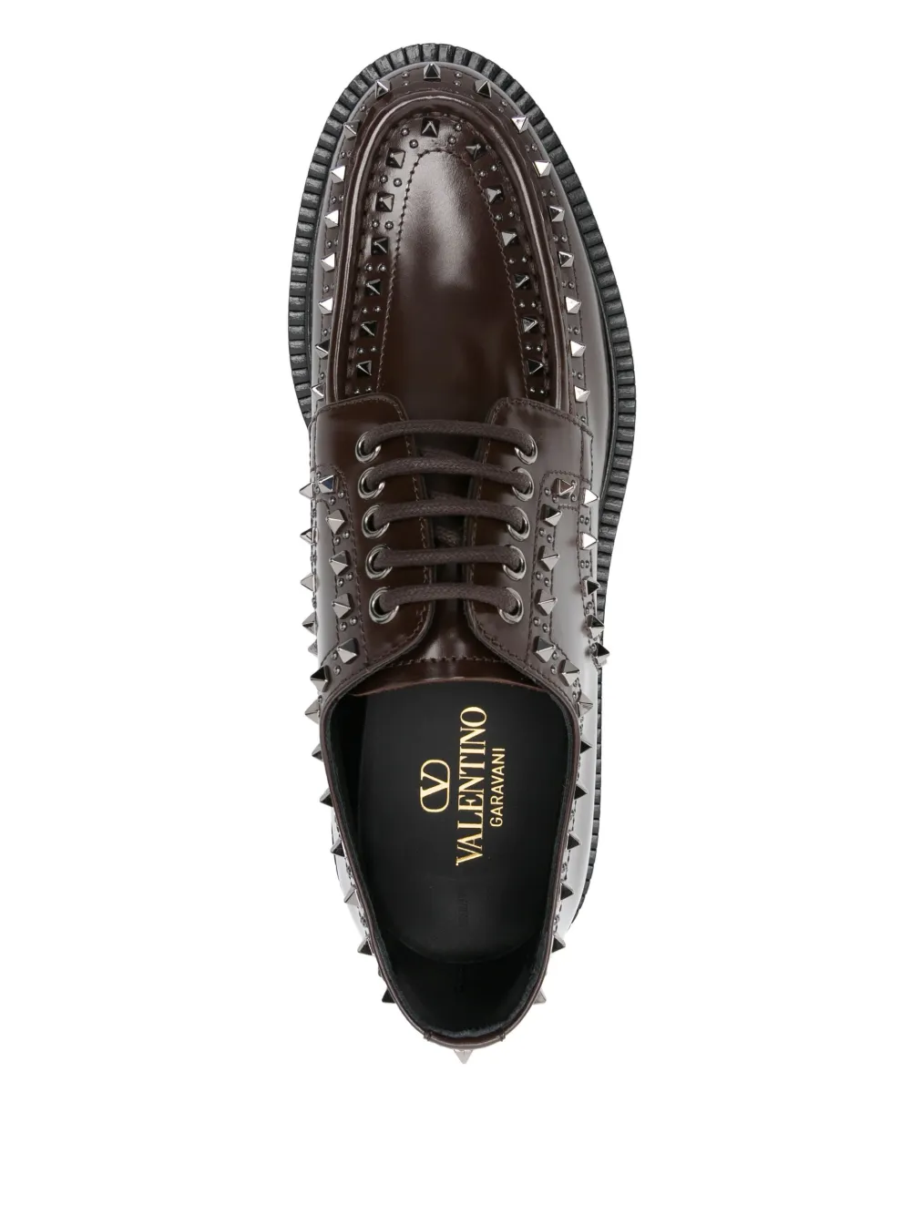 Valentino Garavani Rockstud-embellished Derby shoes Brown