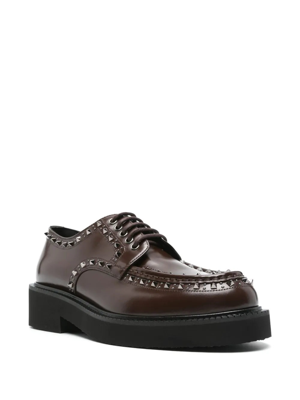 Valentino Garavani Rockstud-embellished Derby shoes Brown