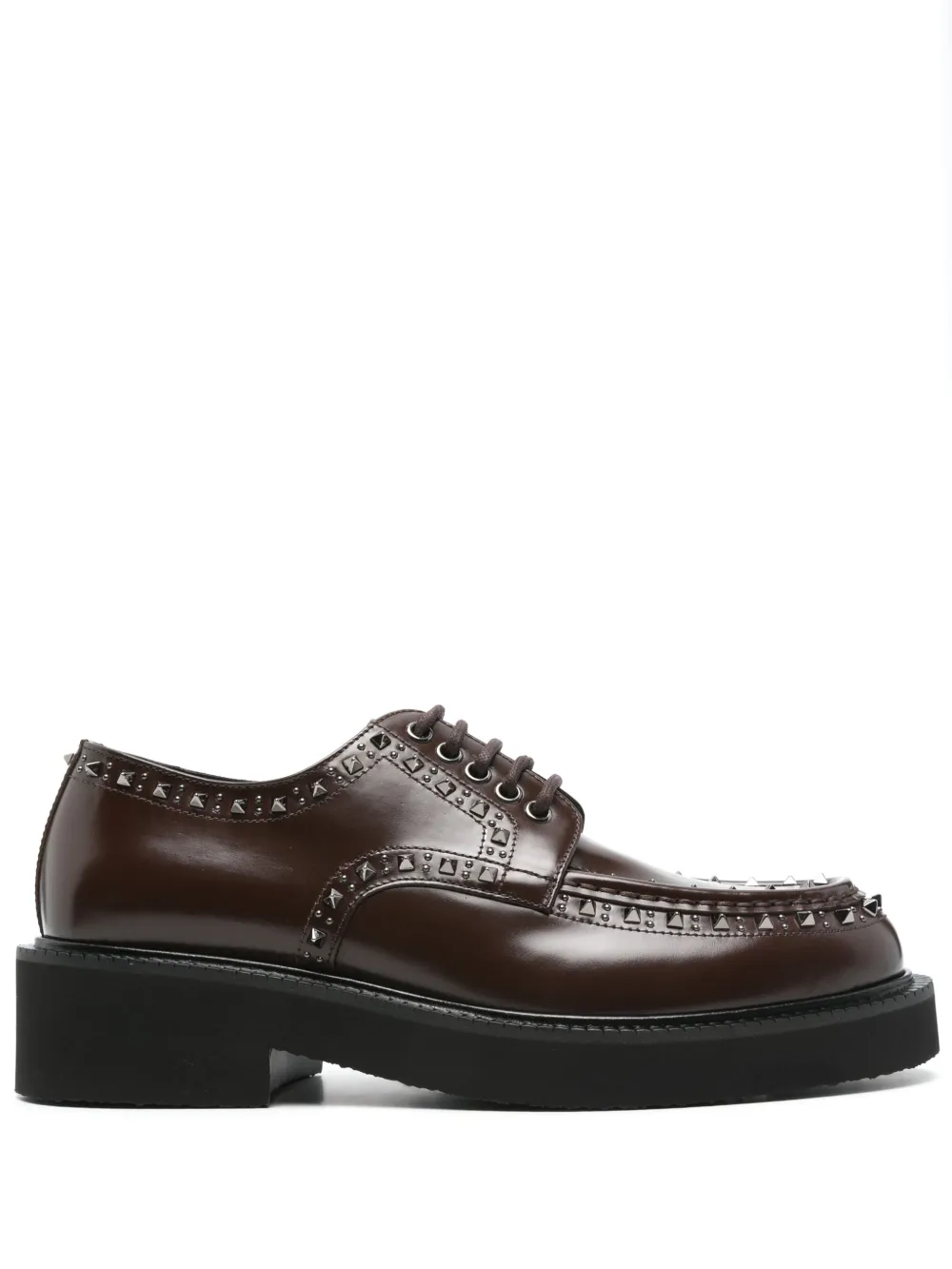 Valentino Garavani Rockstud-embellished Derby shoes Brown