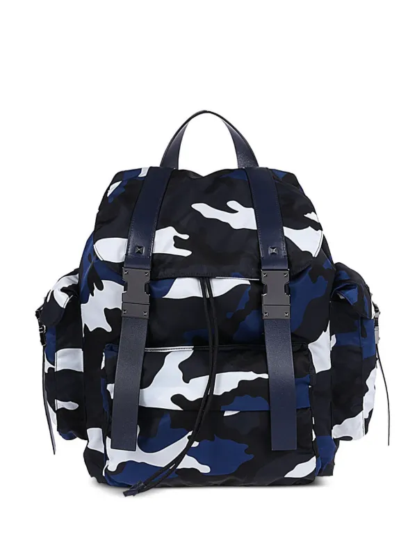 Valentino Garavani Camouflage Backpack Blue FARFETCH