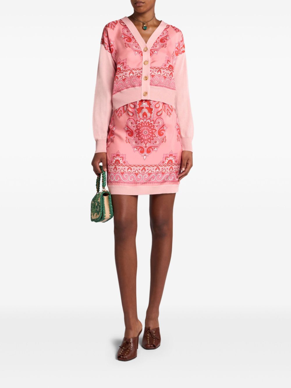 ETRO printed-panel cardigan - Roze