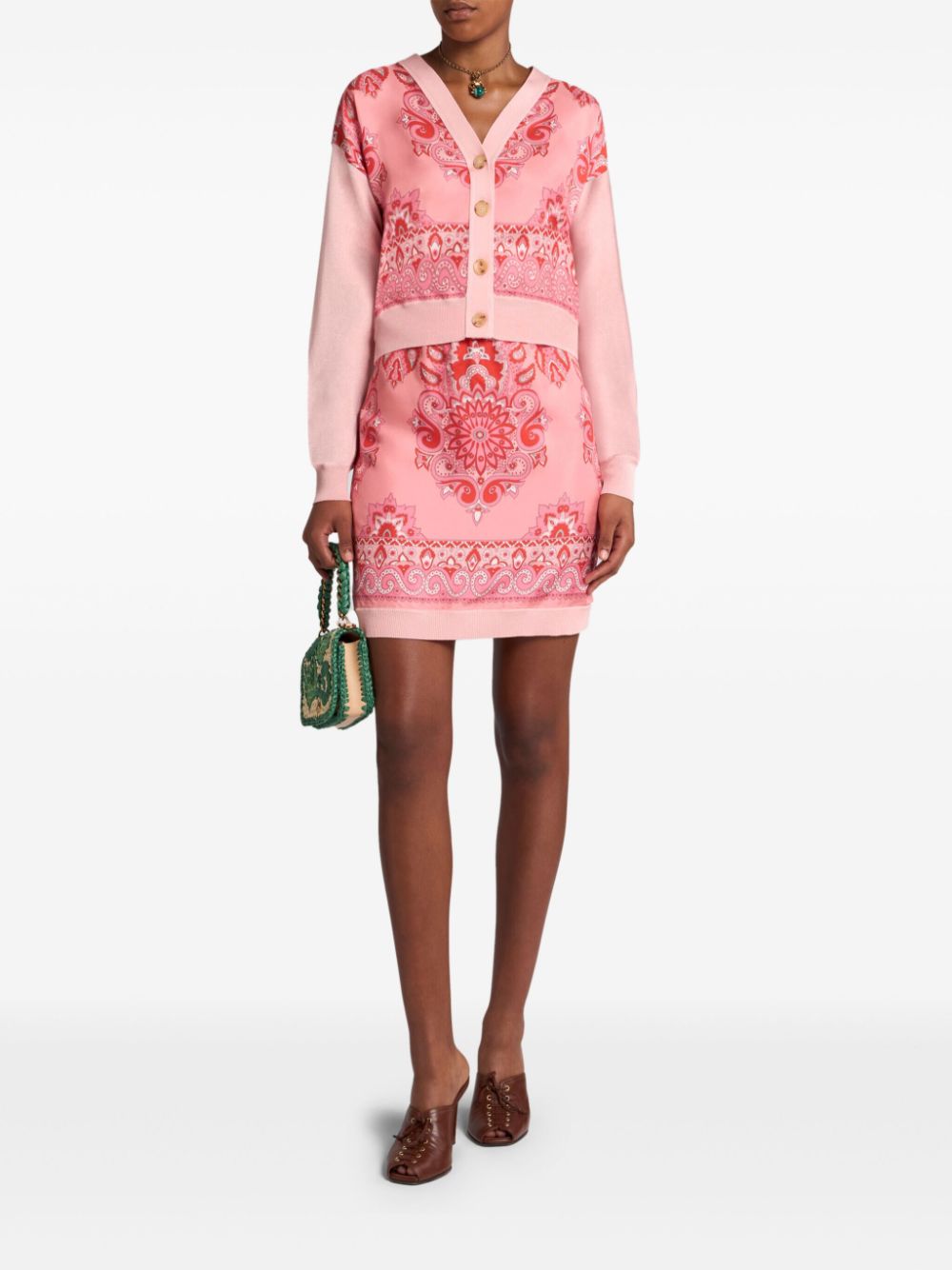 ETRO printed-panel knitted skirt - Roze