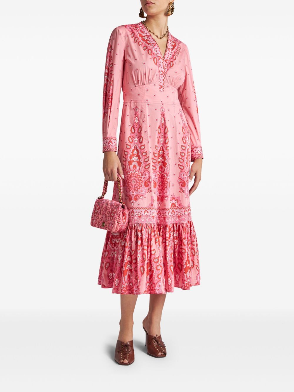 ETRO printed poplin midi dress - Roze