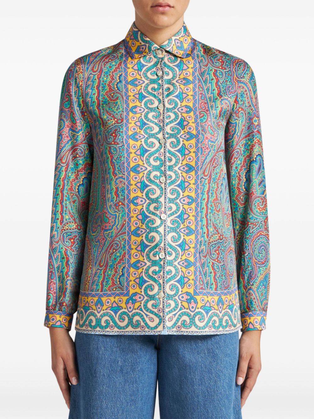 ETRO paisley-print silk shirt - Groen