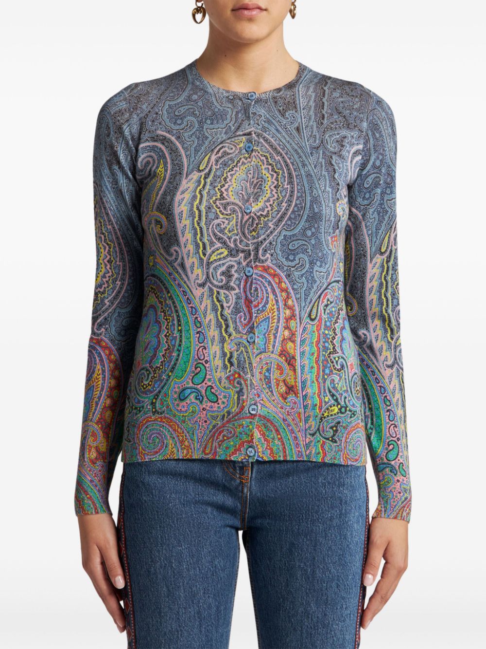 ETRO paisley-print cardigan - Blauw