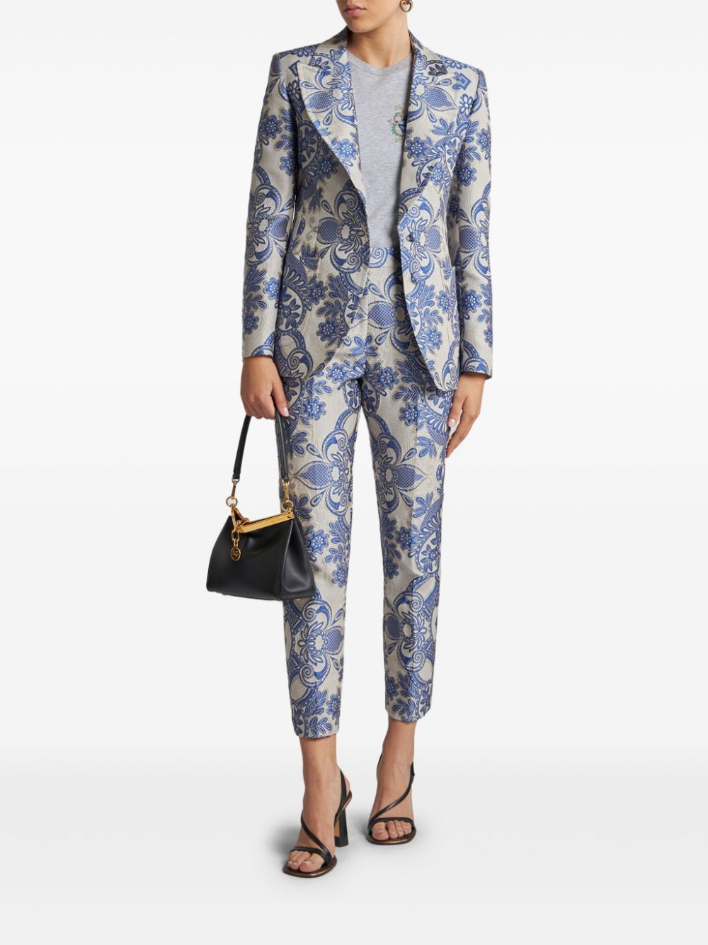 ETRO paisley-jacquard cigarette trousers - Blauw