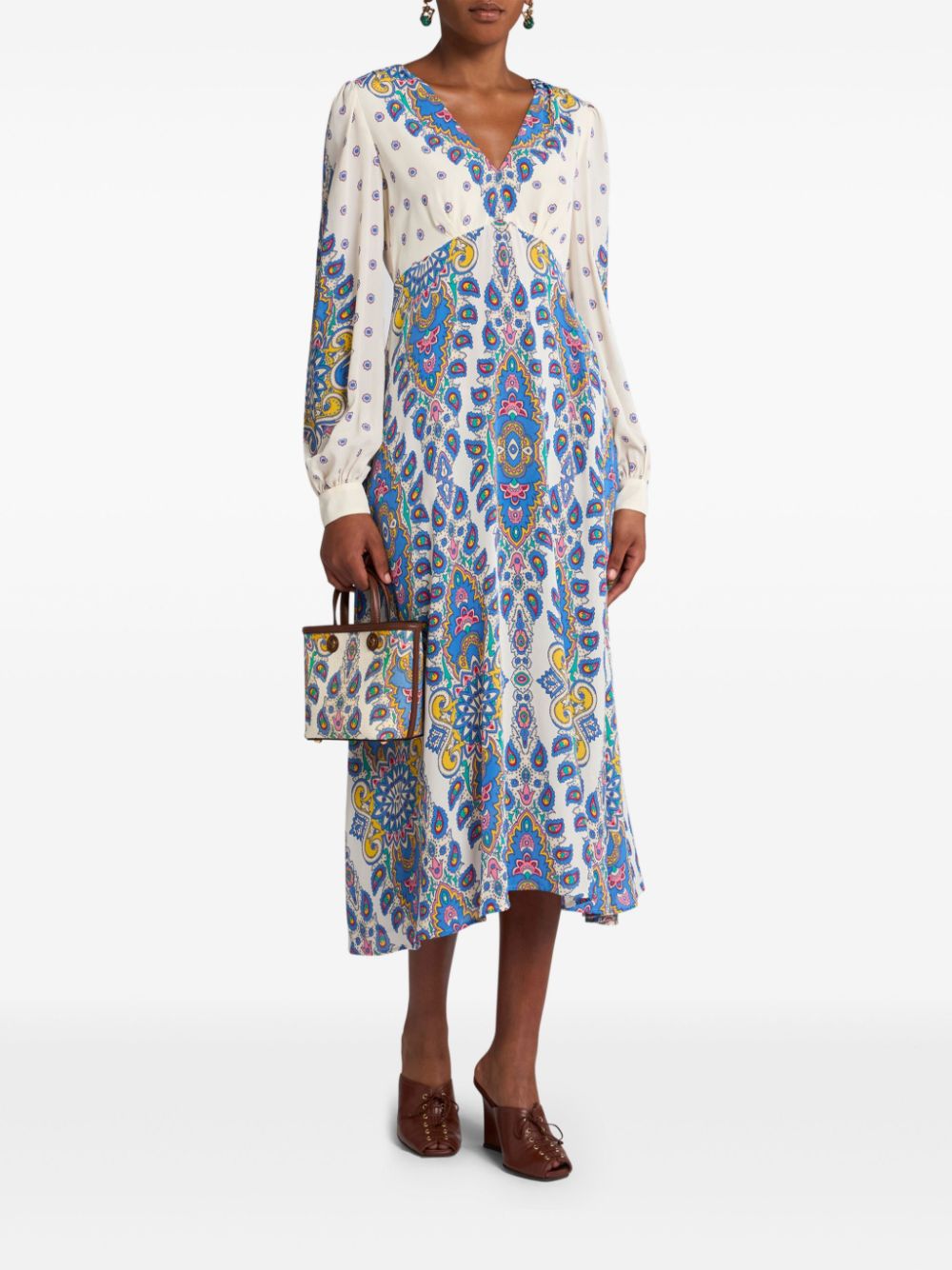 ETRO paisley-print midi dress - Wit