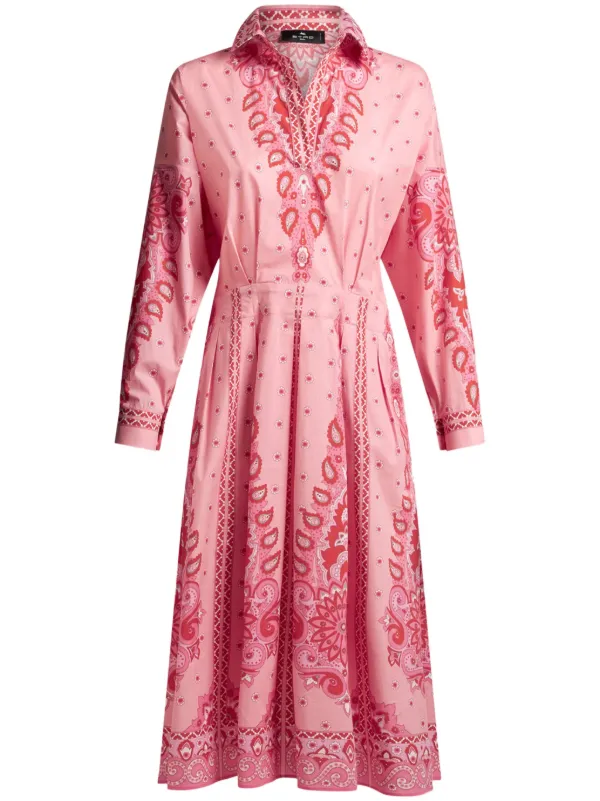 Etro Paisley-print Shirt Dress in Pink