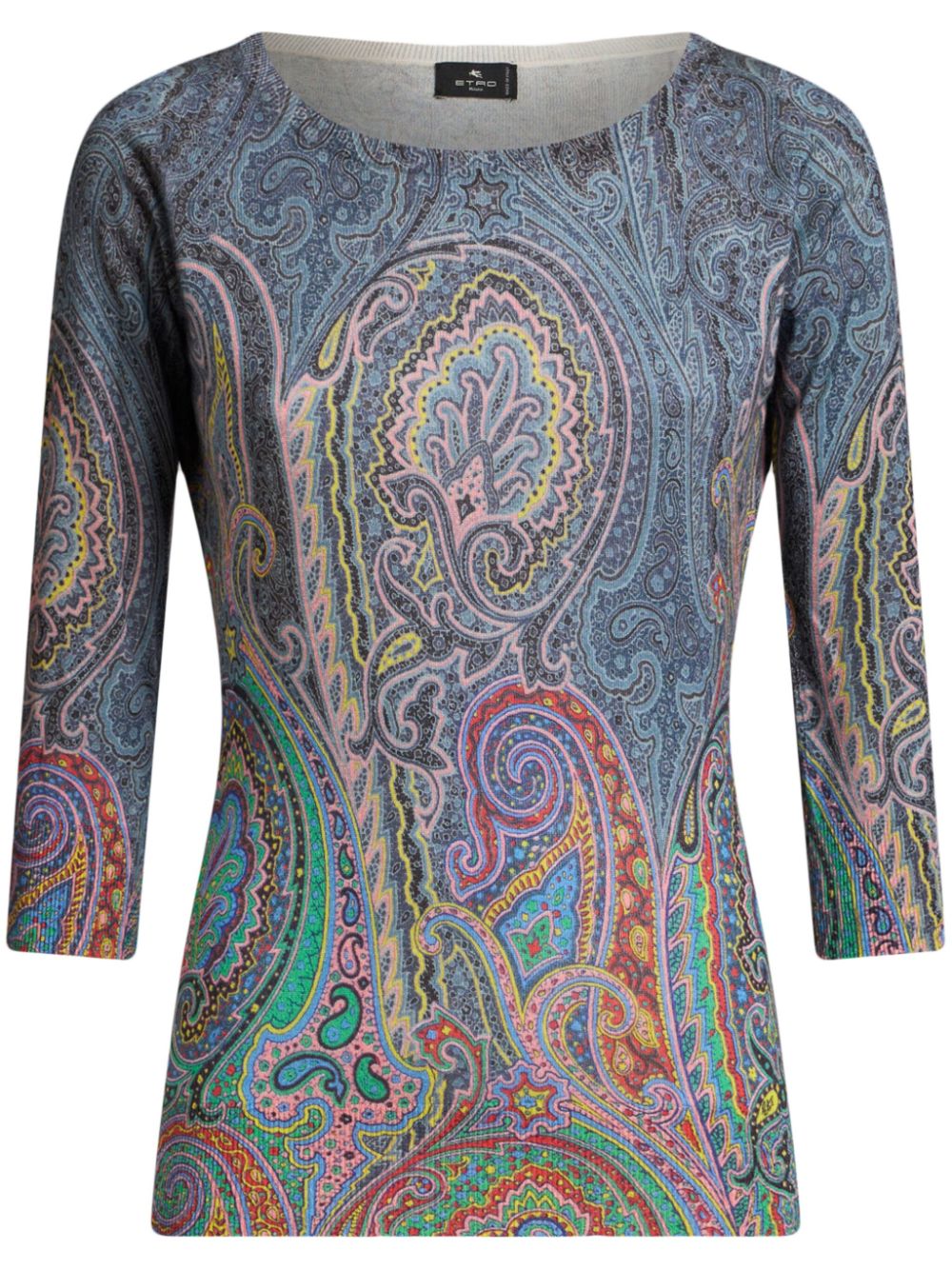 paisley-print fine-knit sweater