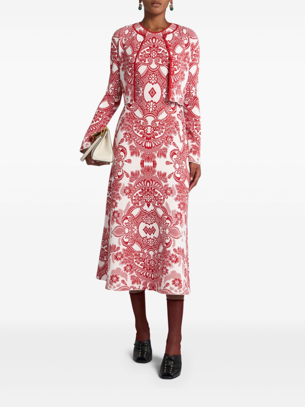 ETRO patterned-jacquard midi dress - Rood