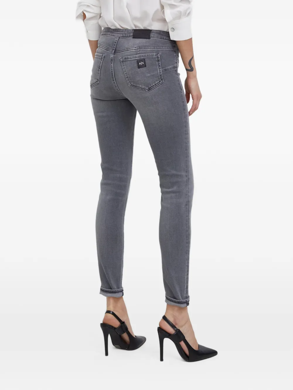 Armani Exchange logo-patch skinny jeans - Grau