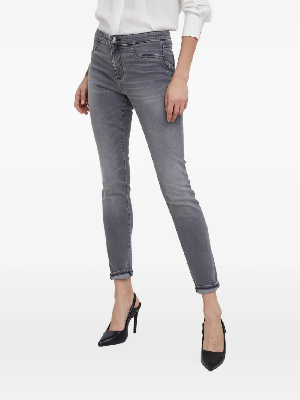 Armani Exchange logo-patch skinny jeans - Grau