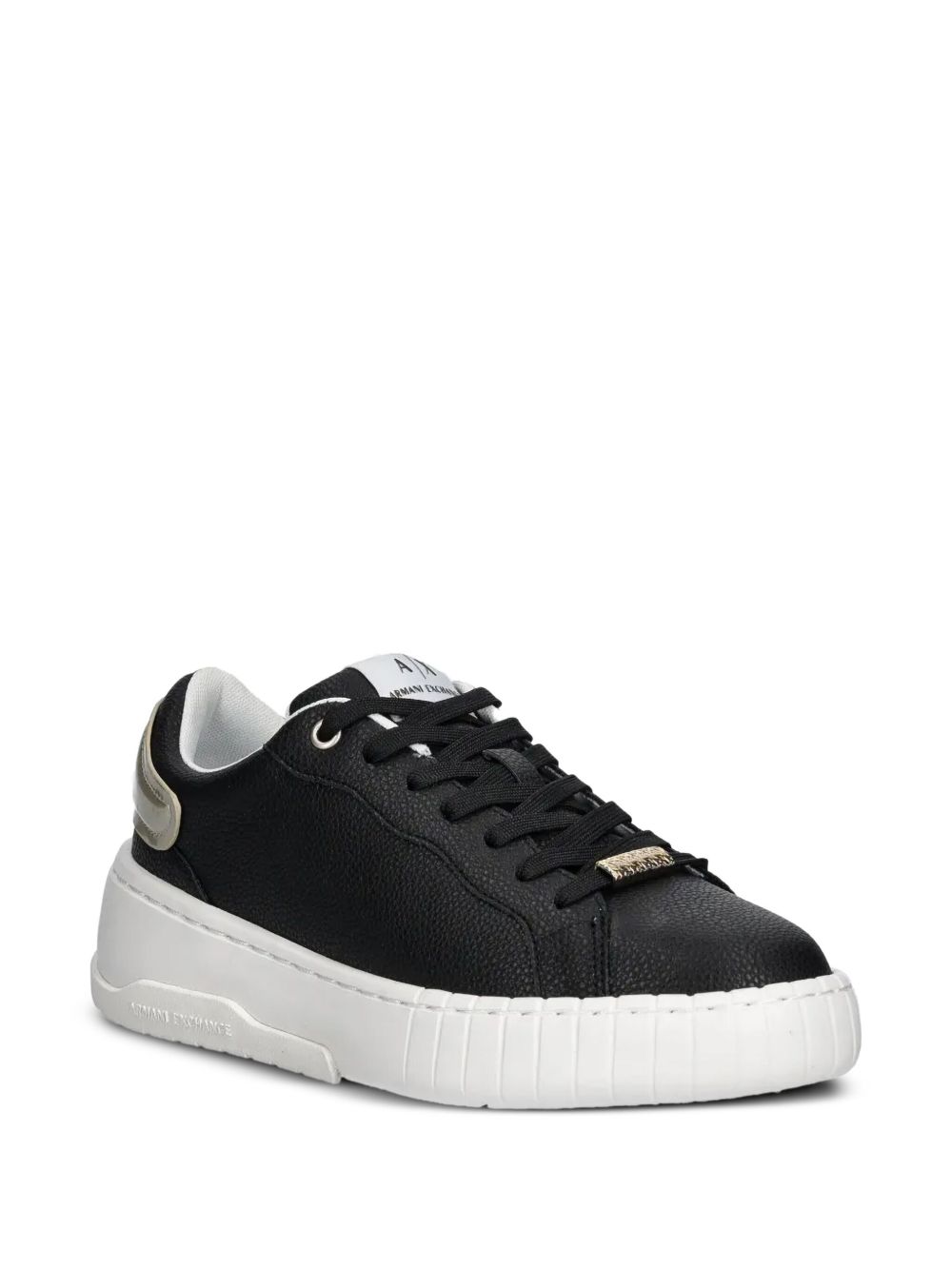 Armani Exchange faux-leather sneakers - Zwart