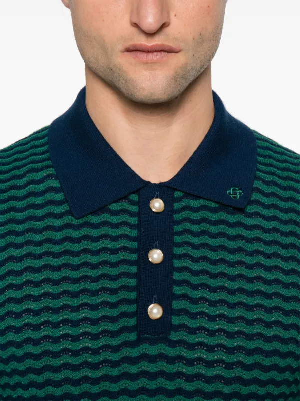 Casablanca Mini Wave Polo Shirt | Blue | FARFETCH