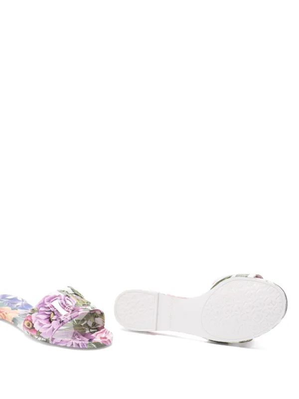 Dolce & Gabbana PINK FLORAL MOTIF SLIDES スライドサンダル Taormina DG floral slides in pink - Dolce Gabbana Kids