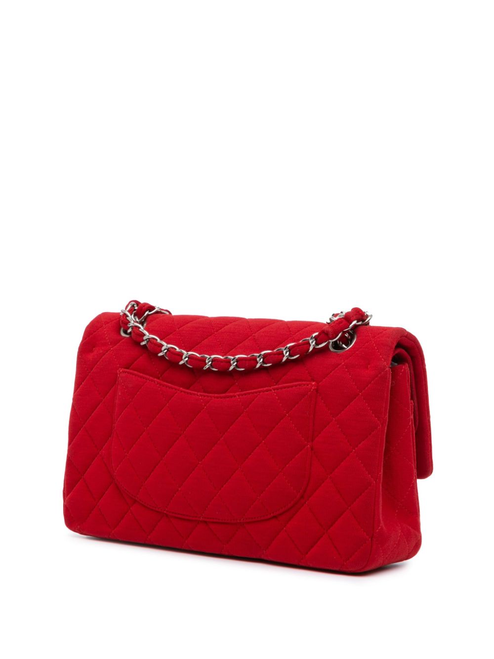 Pre-owned Chanel Classic Jersey Double Flap 中号单肩包（2014-2015年典藏款） In Red