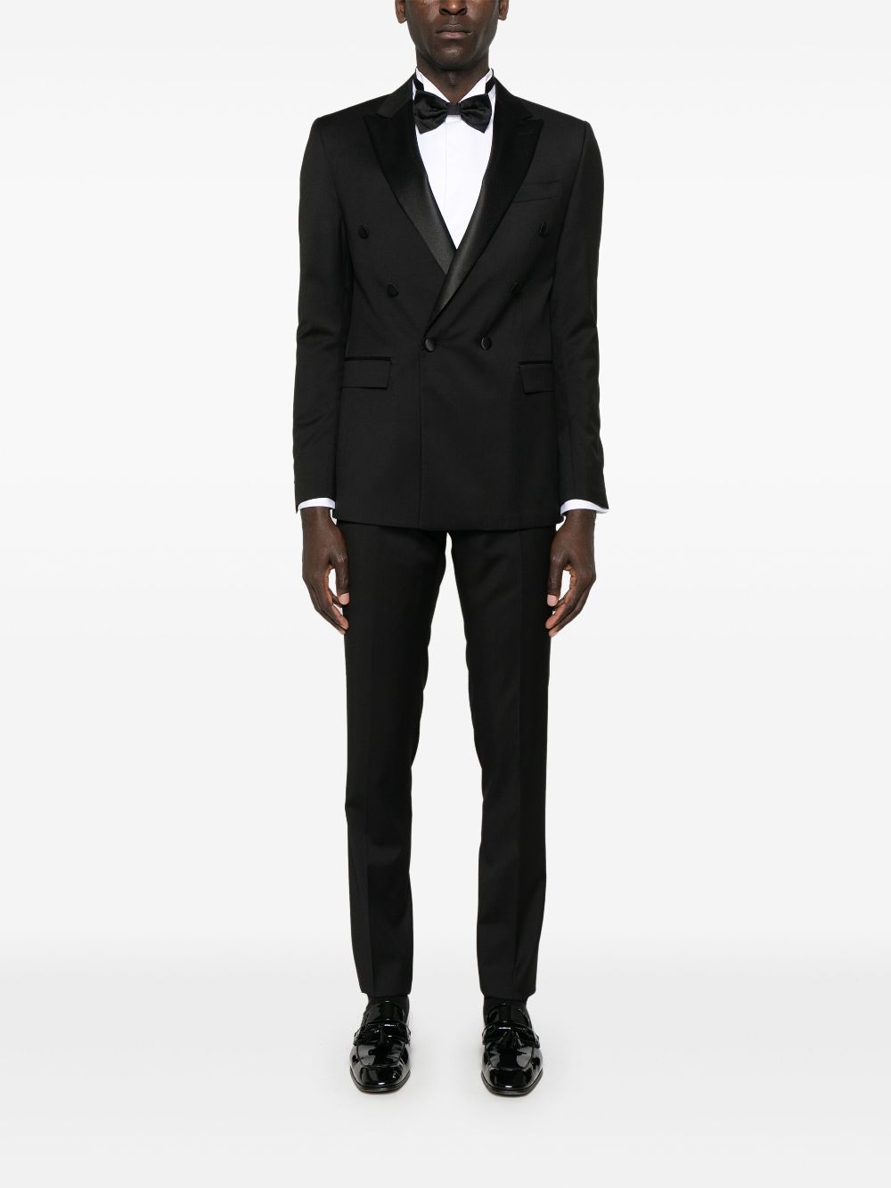 Corneliani satin-trim suit - Black