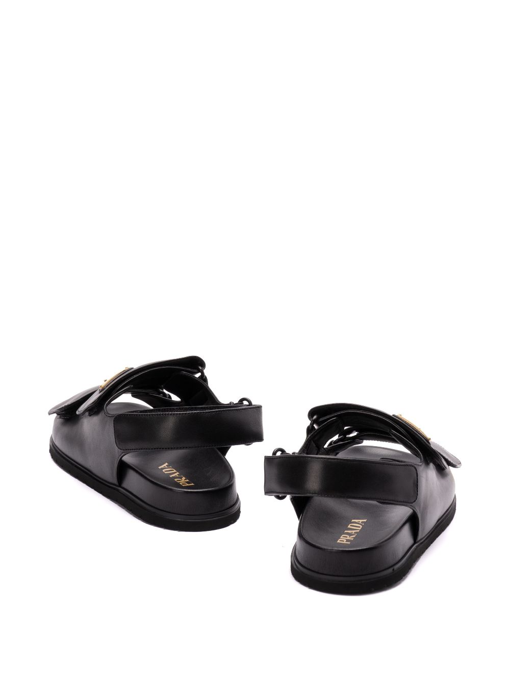 Prada Leren sandalen met klittenband Zwart