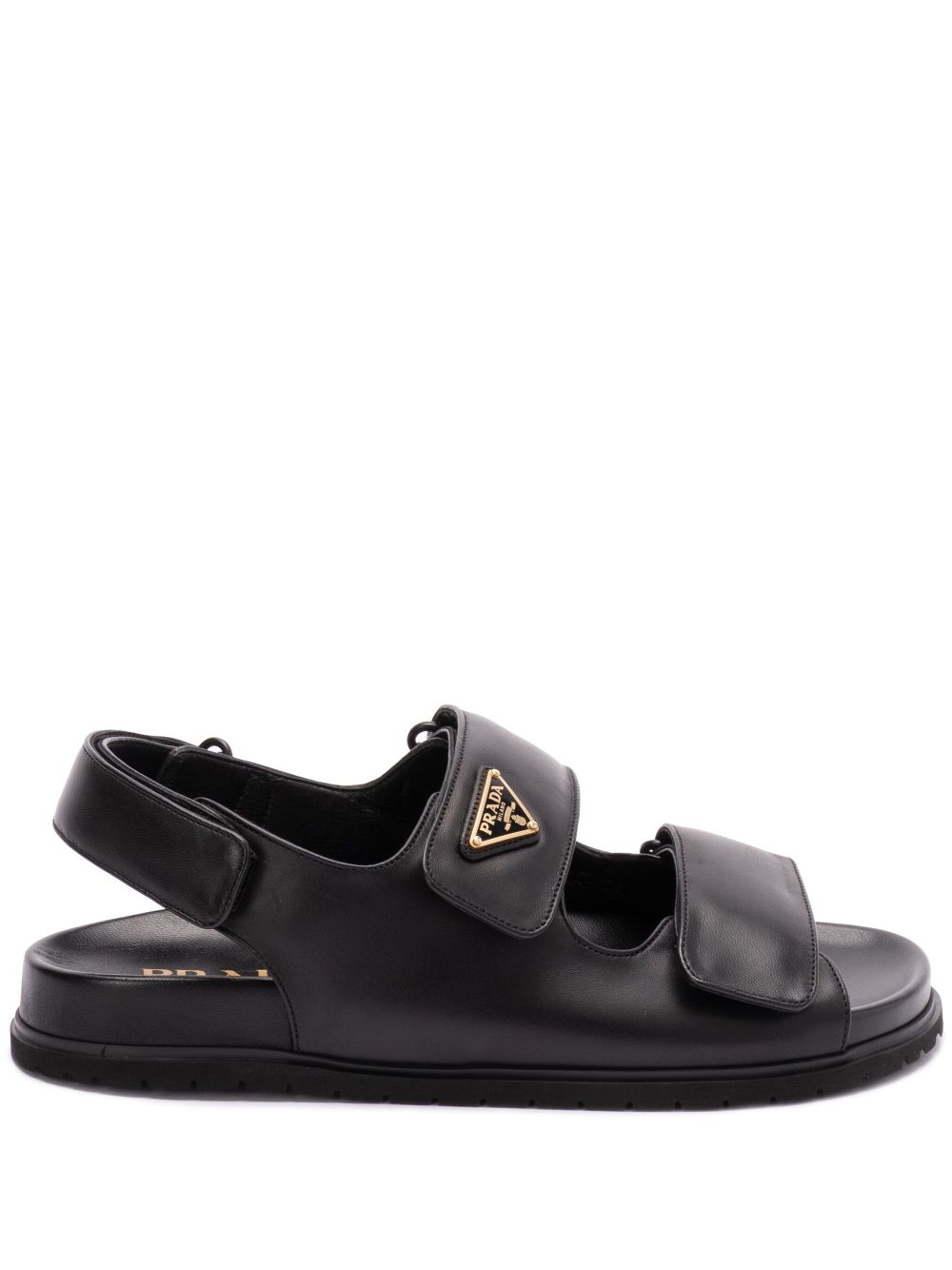 Prada Leren sandalen met klittenband Zwart