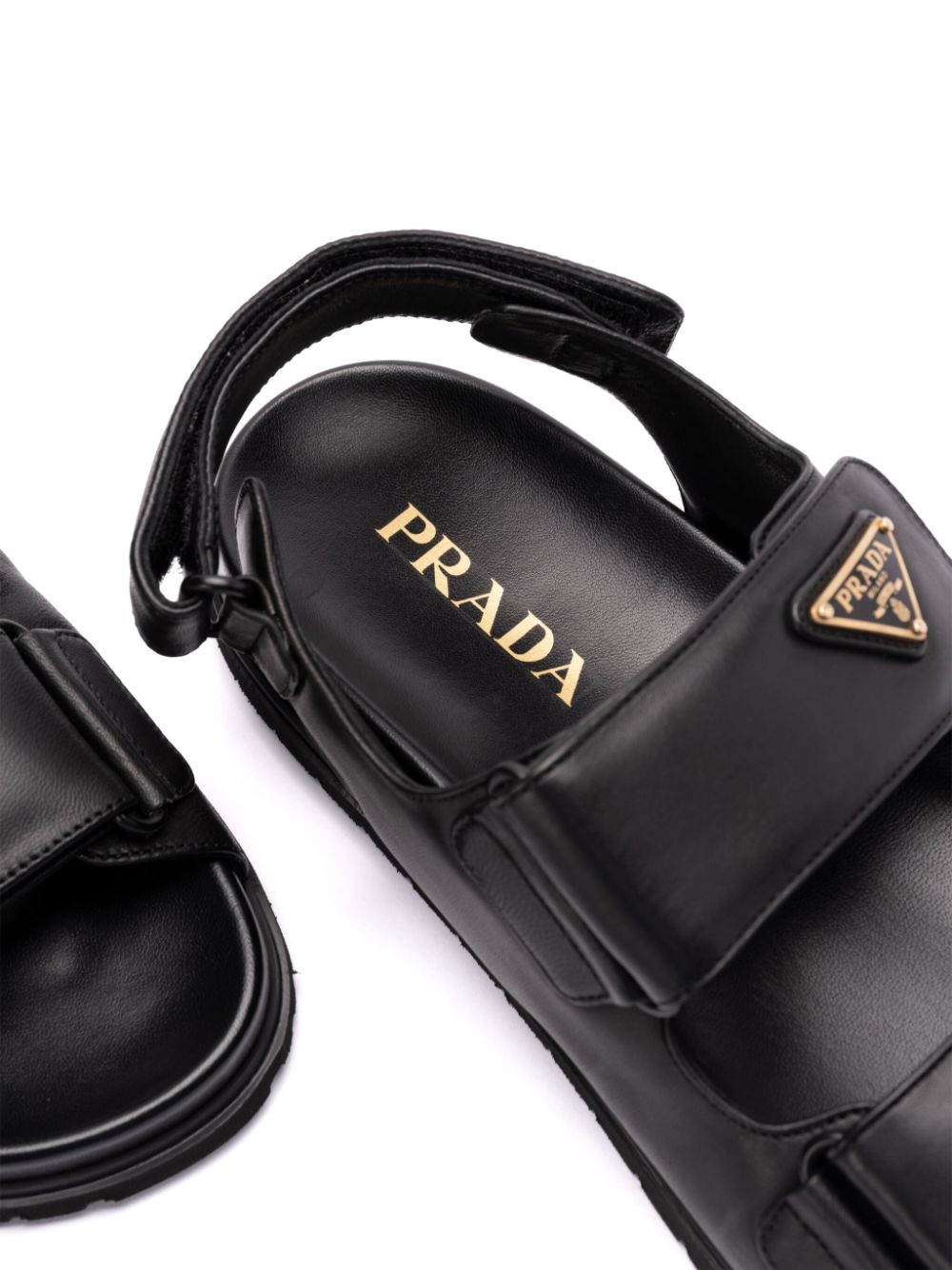 Prada Leren sandalen met klittenband Zwart