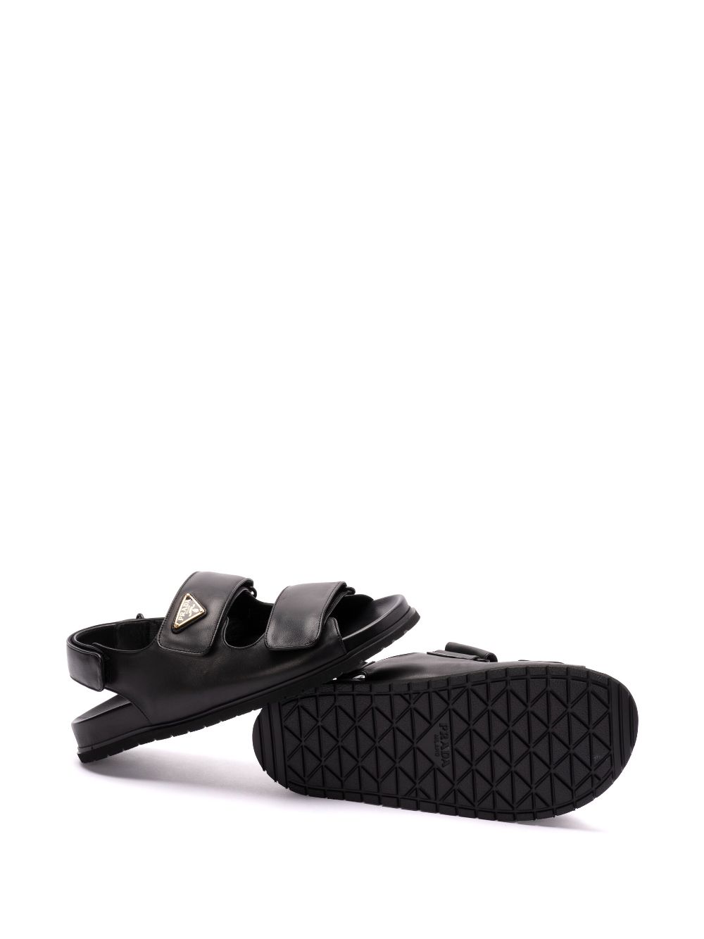 Prada Leren sandalen met klittenband Zwart