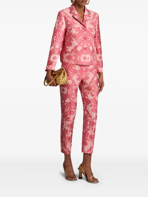 ETRO paisley-jacquard Cigarette Trousers | Red | FARFETCH
