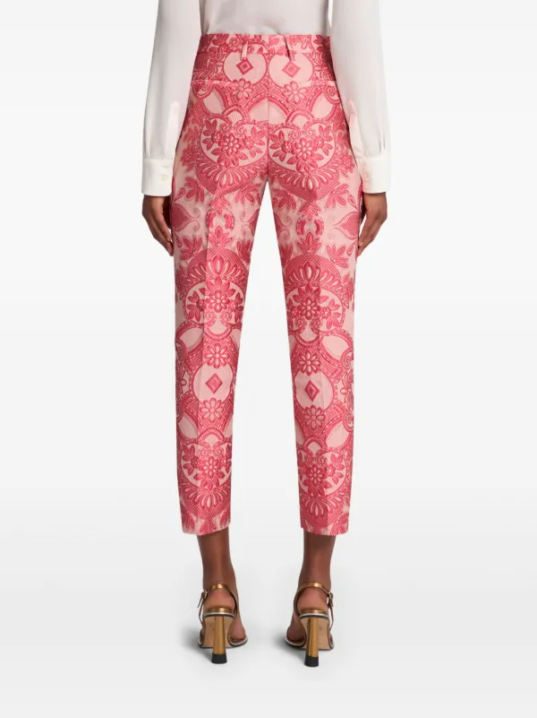 ETRO paisley-jacquard Cigarette Trousers | Red | FARFETCH