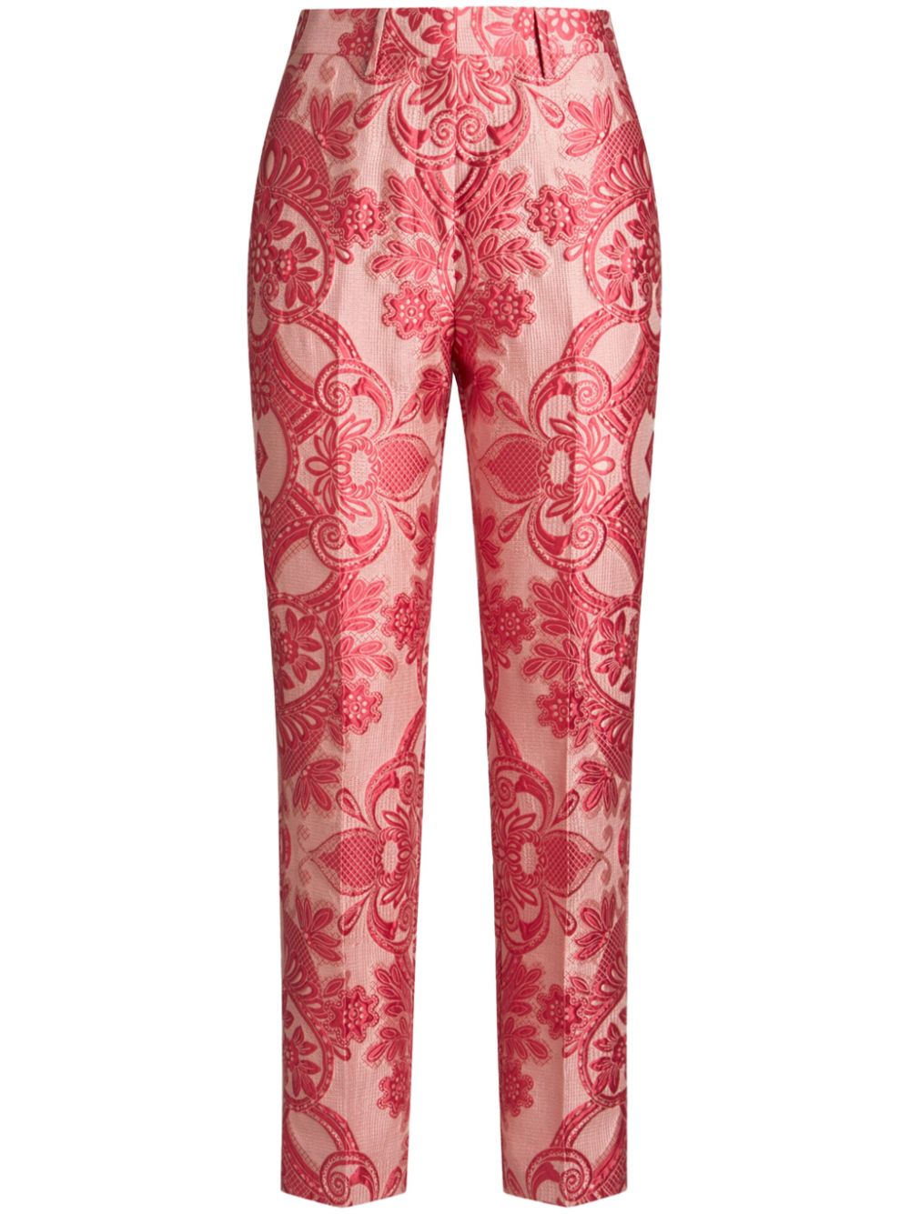 paisley-jacquard cigarette trousers