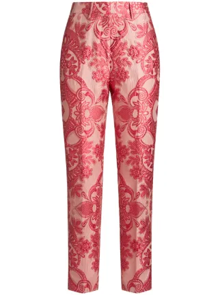 ETRO paisley-jacquard Cigarette Trousers | Red