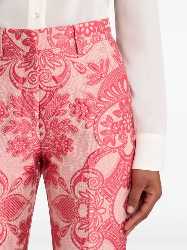 ETRO paisley-jacquard Cigarette Trousers | Red | FARFETCH