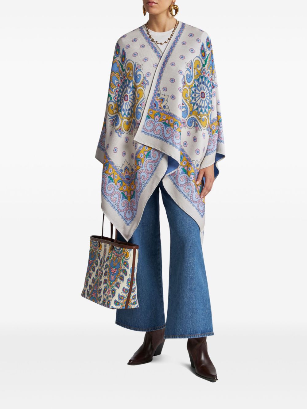 ETRO floral-print cape - Wit