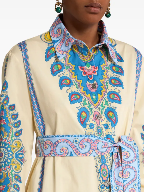 ETRO ペイズリー シャツドレス | ホワイト | FARFETCH JP