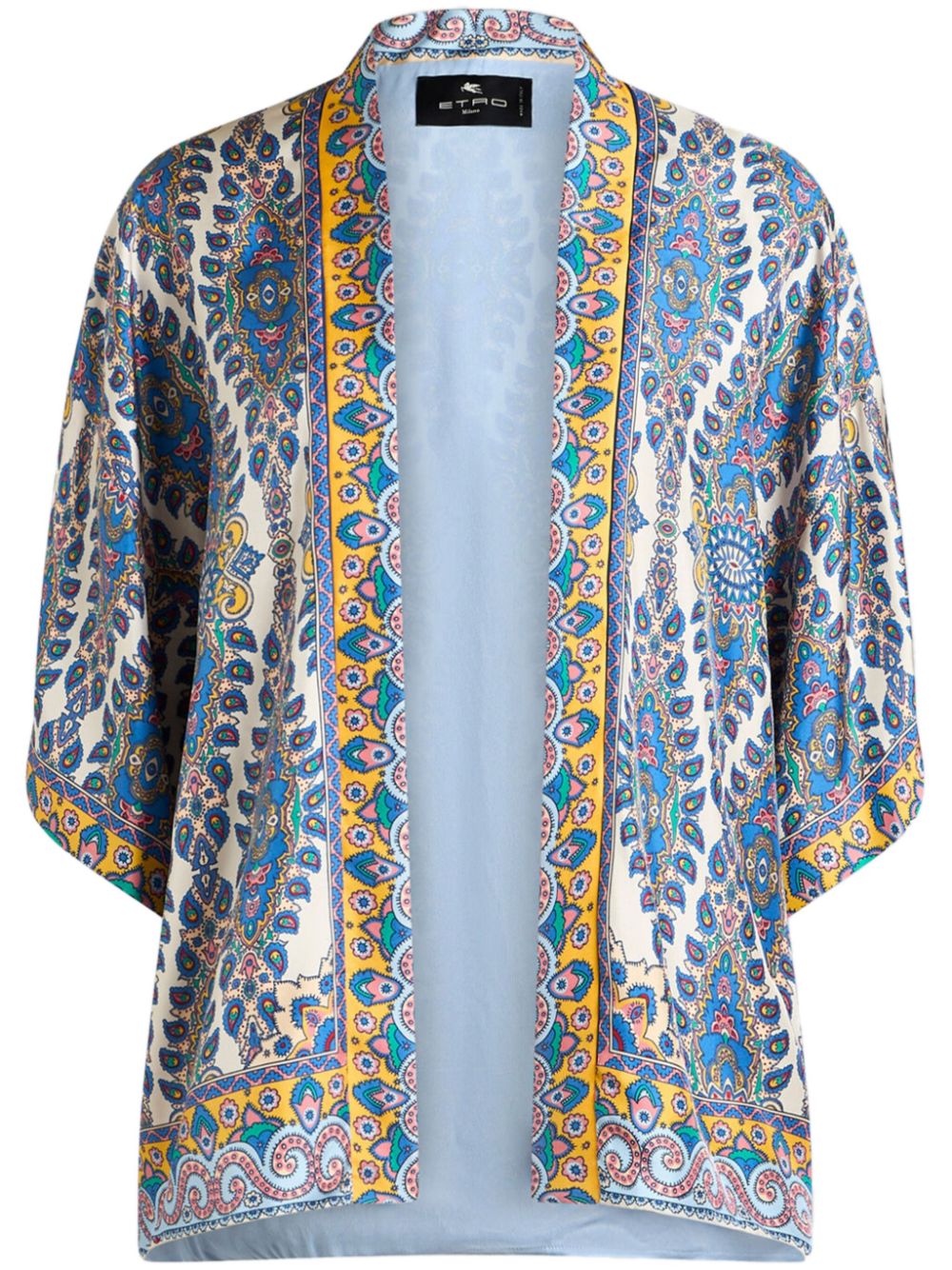 paisley-print silk robe jacket