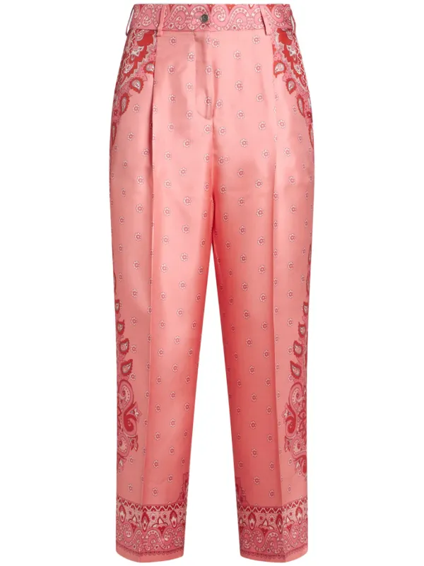 【ETRO】フローラル ペイズリー シルク ワイドパンツ ETRO ペイズリー シルクパンツ | ピンク | FARFETCH JP