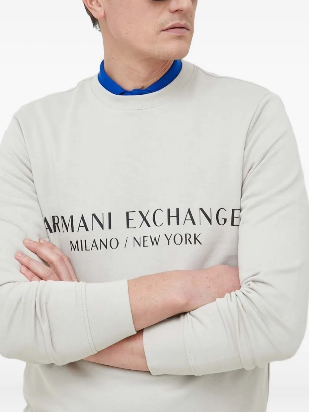 Armani Exchange Sweater met logoprint - Grijs