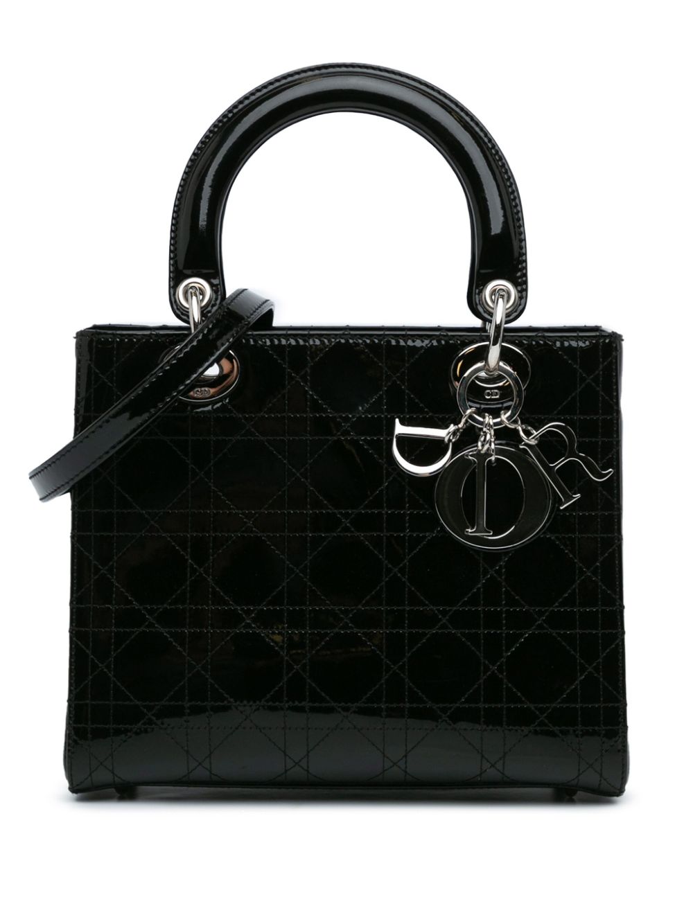 2007 Medium Patent Cannage Stitched Lady Dior satchel