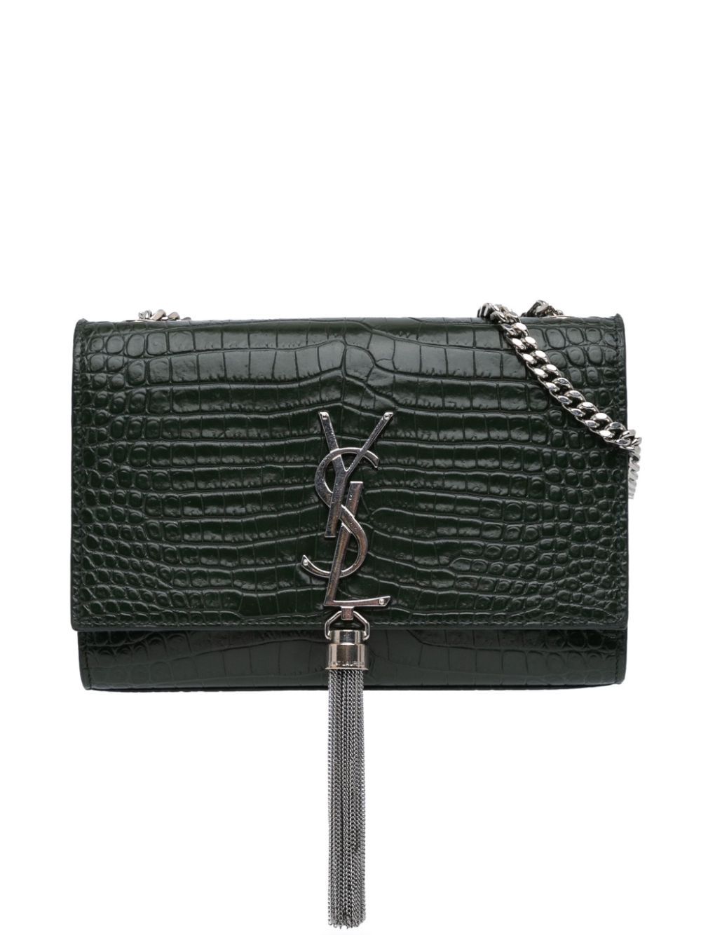 2018 Medium Croc Embossed Leather Kate Tassel crossbody bag