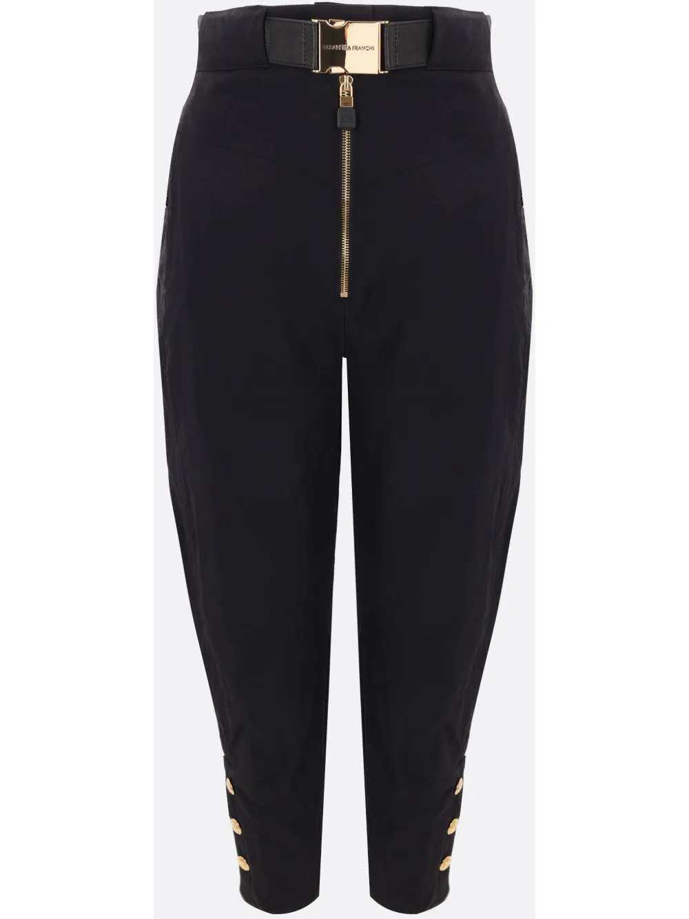 Elisabetta Franchi Tailored Pants With Unique Belt Detail In Black