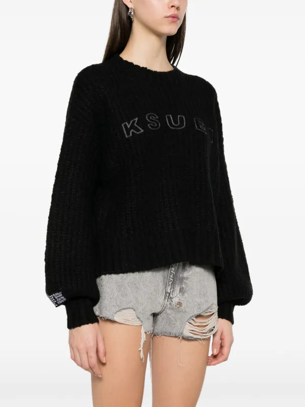 THE SHISHIKUI 　COLOR KNIT / BLACK Delčia: Black Cotton Sweater – The Knotty Ones