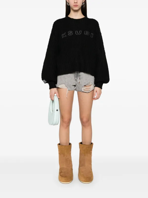 THE SHISHIKUI 　COLOR KNIT / BLACK Delčia: Black Cotton Sweater – The Knotty Ones