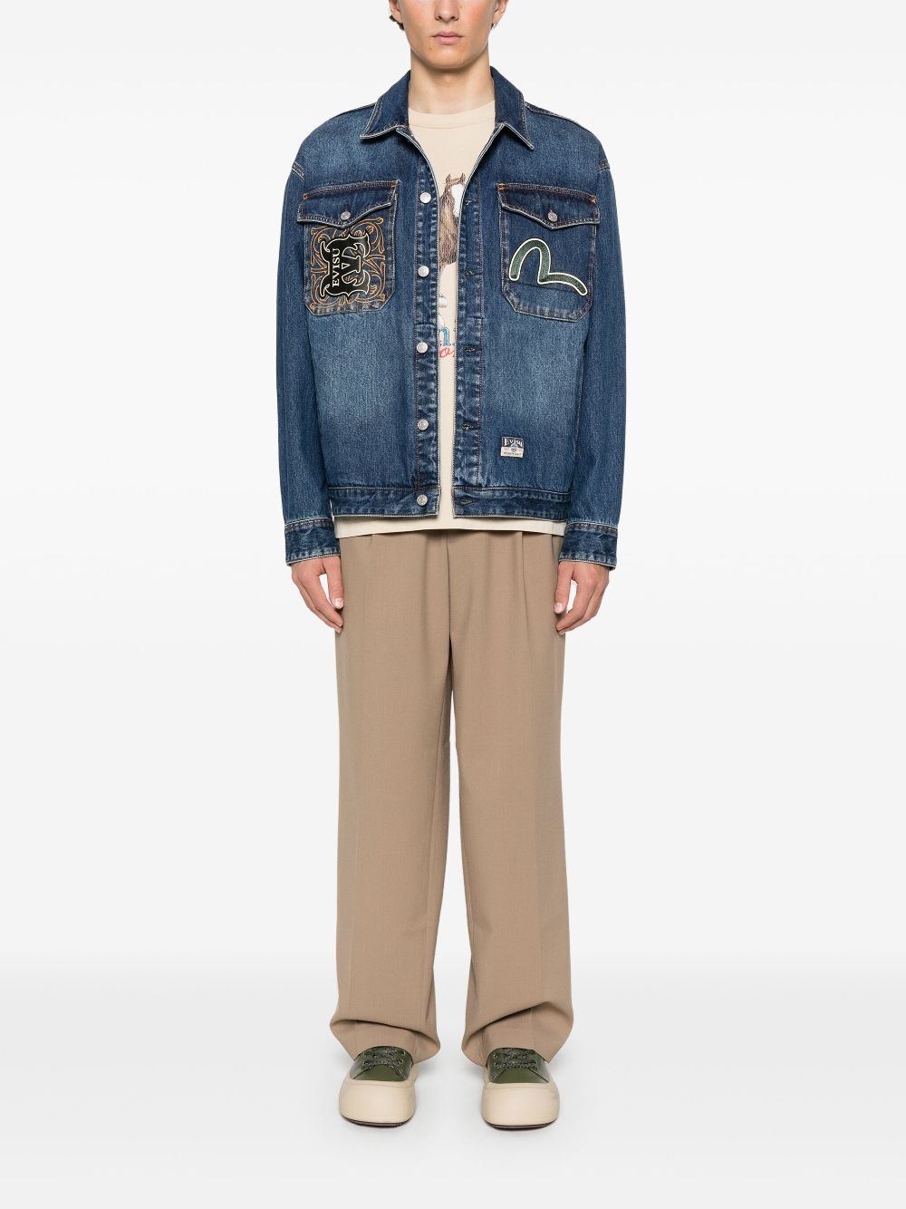 EVISU embroidered denim jacket - Blue