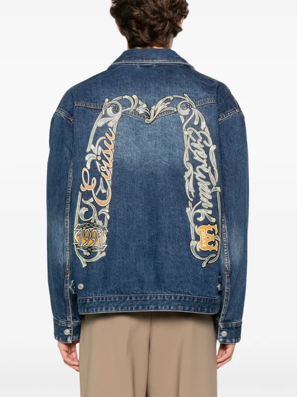 エビスジャケット EVISU Embroidered Denim Jacket | Blue | FARFETCH