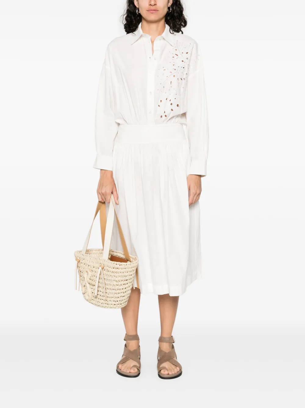 PINKO Katoenen midi-jurk - Wit